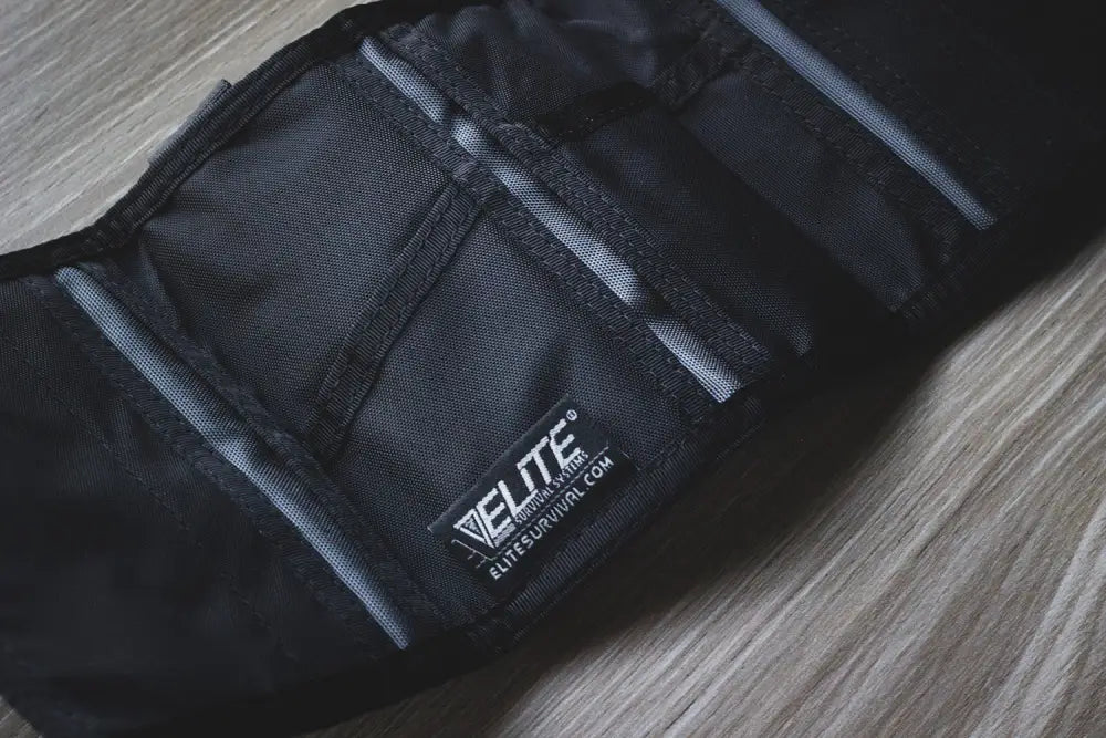Black nylon tactical pouch for Hide-away Ankle Wallet with Holster, ideal for first responders