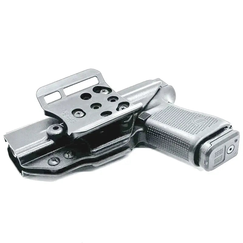 Black Glock 19 OWB Holster with magazine pouch for secure IWB magazine carry