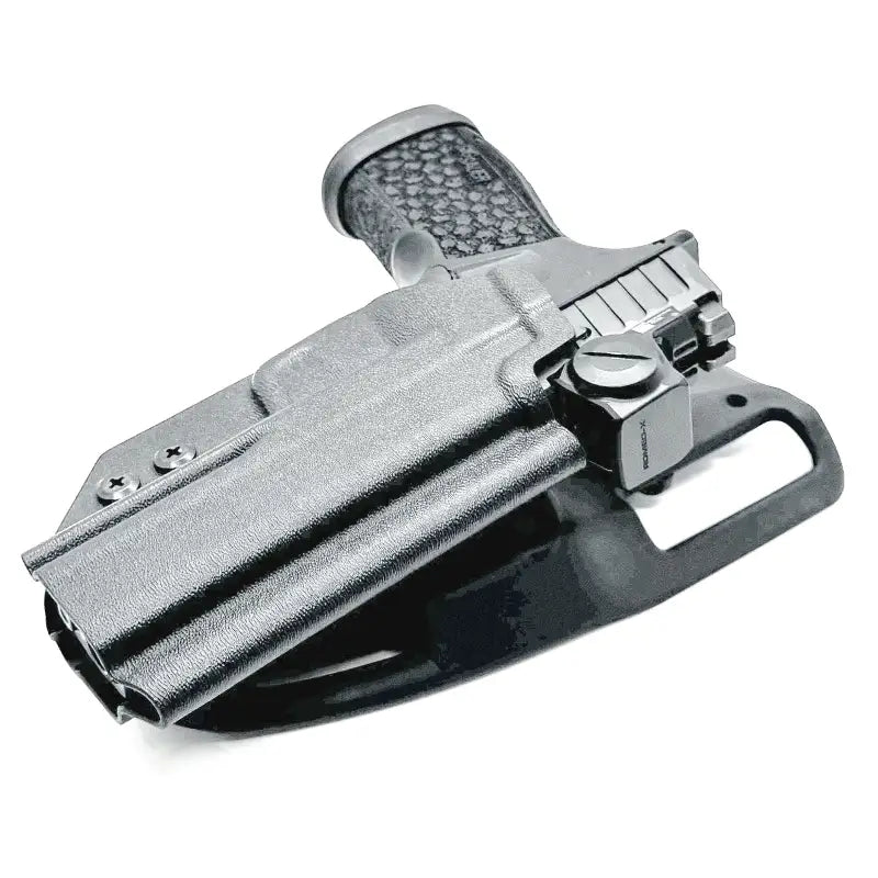 Black Sig Sauer P365-XMacro in holster for duty or competition use