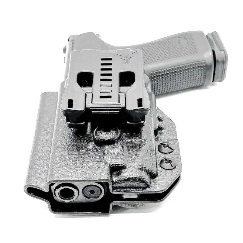 Black pistol with Streamlight TLR-7 in Glock 19 & TLR-7 X/A OWB Holster by Four Brothers Holsters
