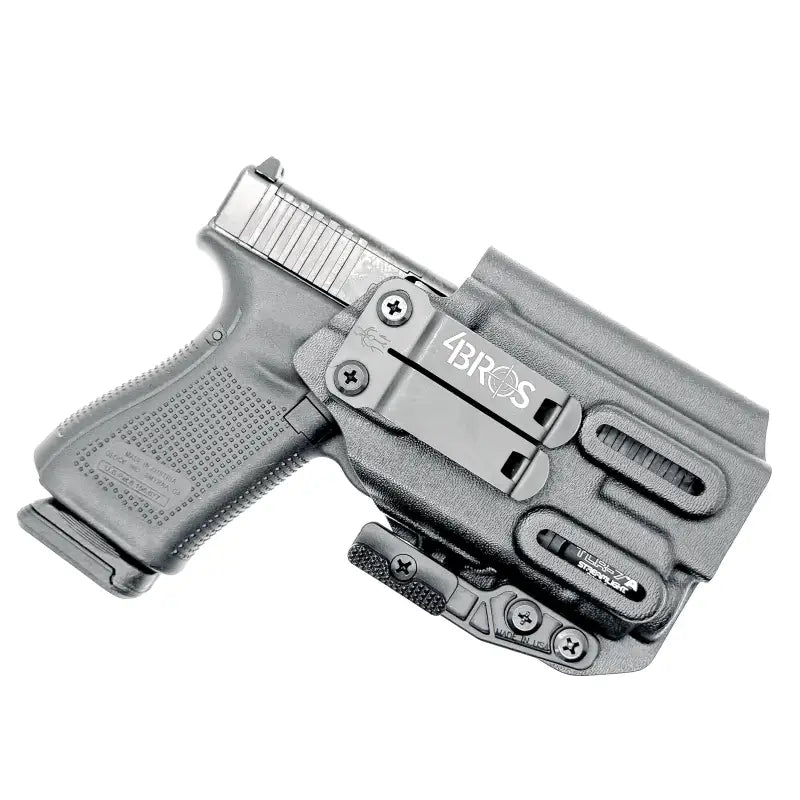 Black pistol in Glock 19 TLR-7 X IWB Holster with magazine pouch inside waistband