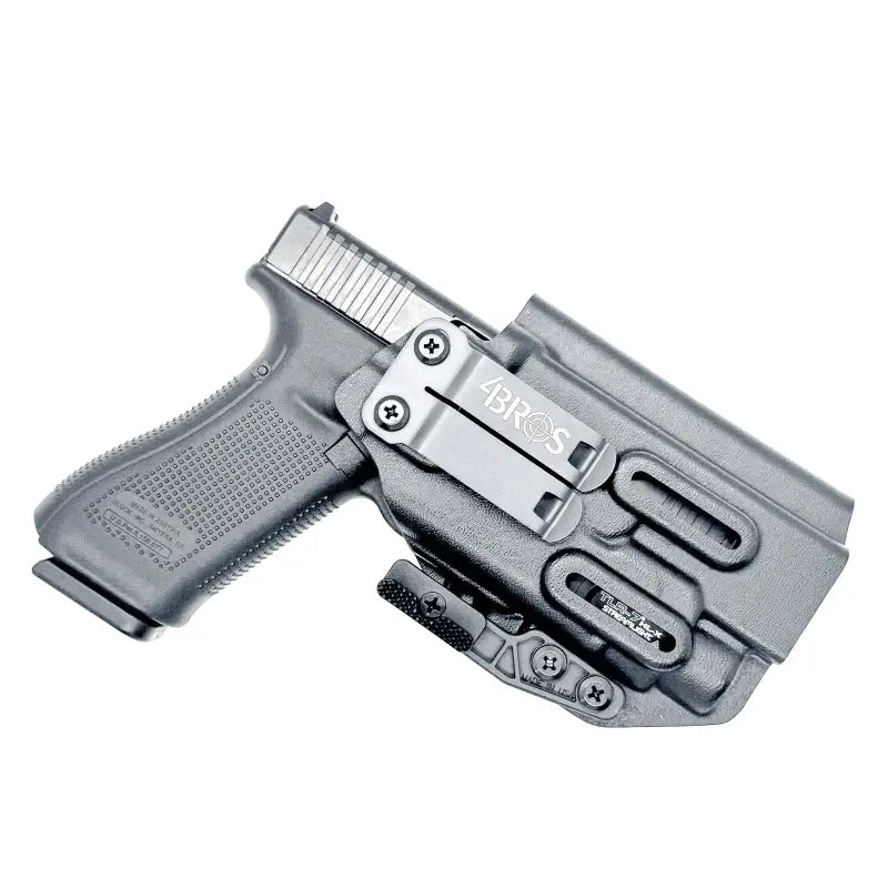 Black Glock 17 with Streamlight TLR-7 in IWB Holster with light mounted and secure retention