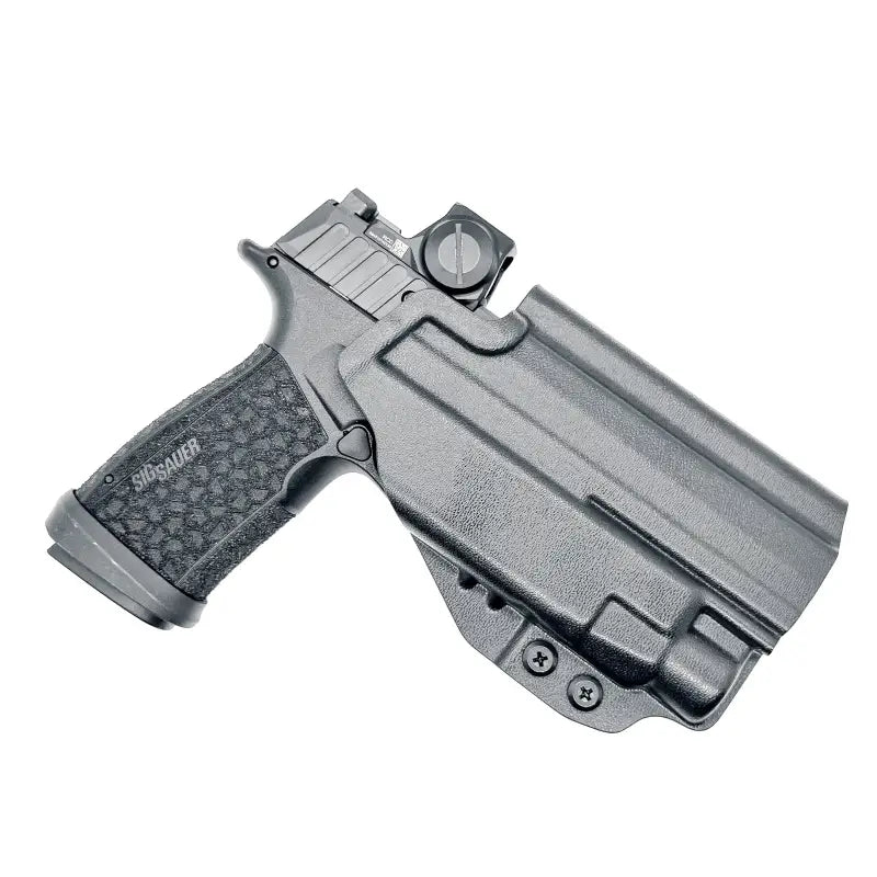 Black pistol with Streamlight TLR-7 HL-X in Sig Sauer P365-FUSE OWB Holster