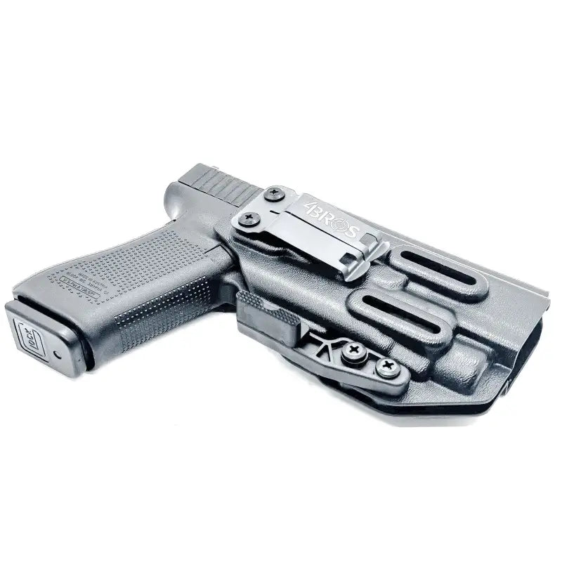 Black Glock 17 holster with TLR-7 light mounted and secure retention for concealed carry