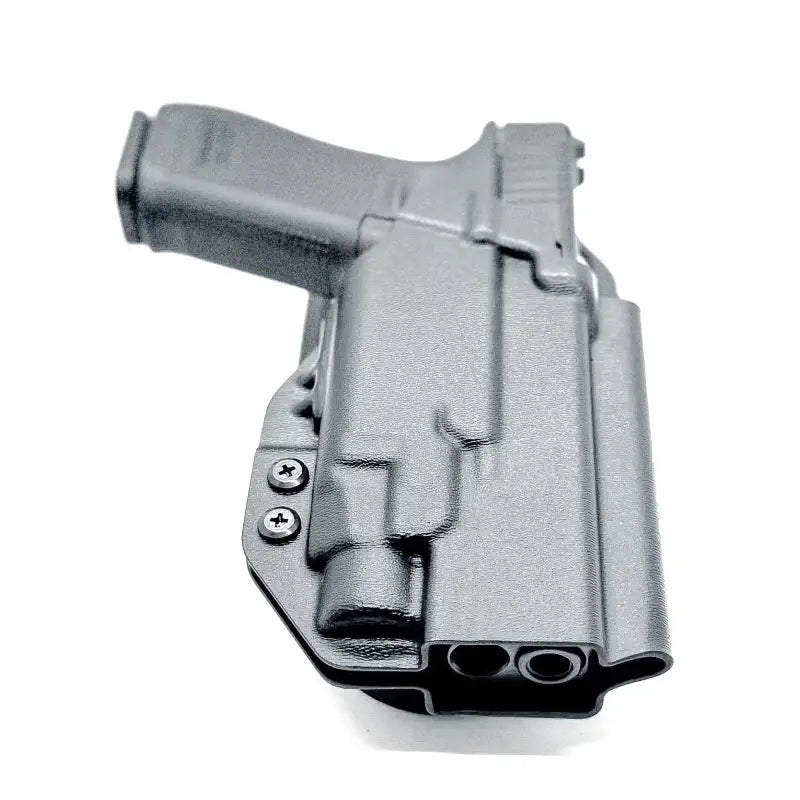 Black Glock 17 with Streamlight TLR-7 HL-X in duty and competition holster
