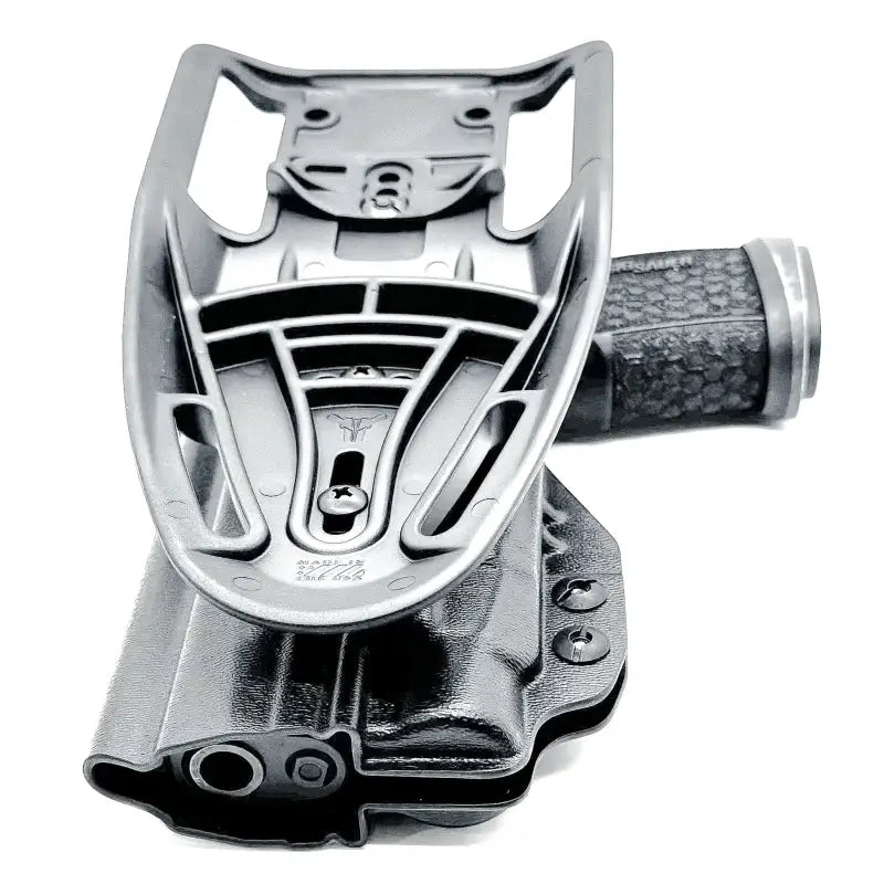 Black pistol holster with gray mounting bracket for Sig Sauer P365-FUSE and Streamlight TLR-7 by Four Brothers Holsters