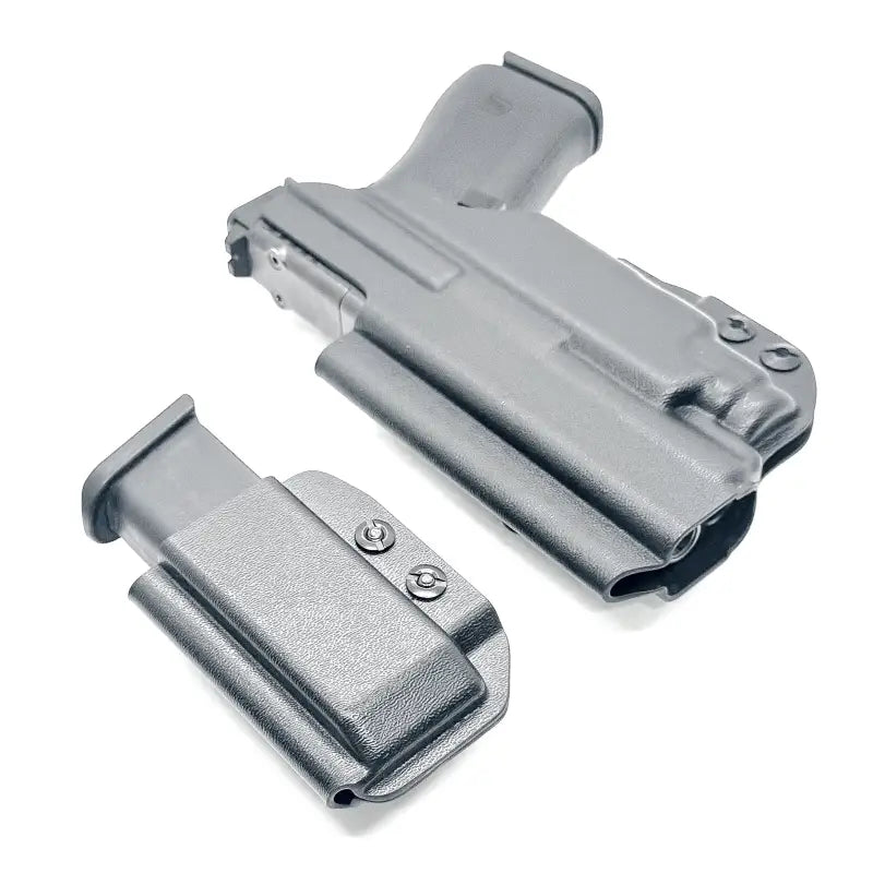Black Glock 43X & 48 MOS TLR-7 holster with magazine carrier for inside waistband carry