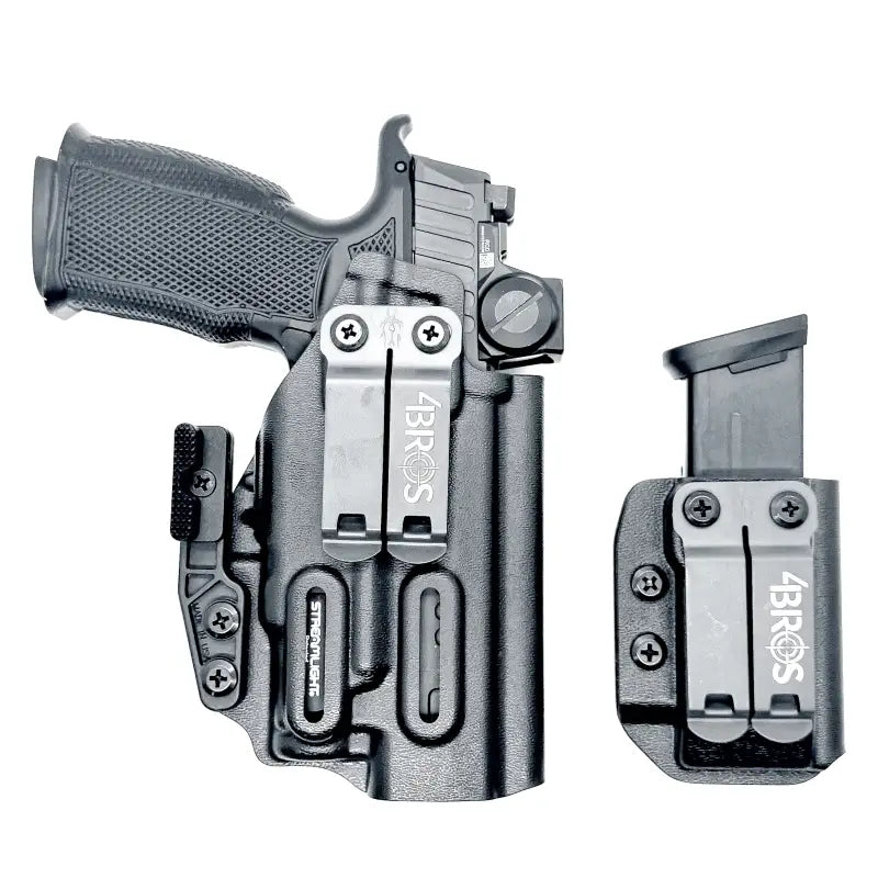 Black pistol with magazine holster for Sig P365-FUSE by Four Brothers Holsters
