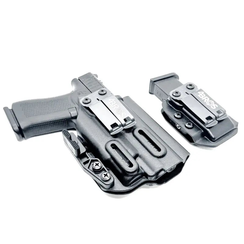 Black Glock 43X & 48 MOS TLR-7 holster with magazine carrier by Four Brothers Holsters