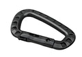 Black plastic carabiner clip with ridged edges for Hard Polymer D-Ring Carabiners