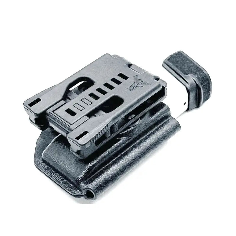 Black plastic magazine holster from Four Brothers Holsters with retention adjustment for Hellcat Pro OWB
