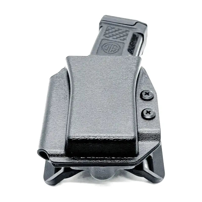Black polymer Sig Sauer MPX magazine holster for secure firearm magazine storage