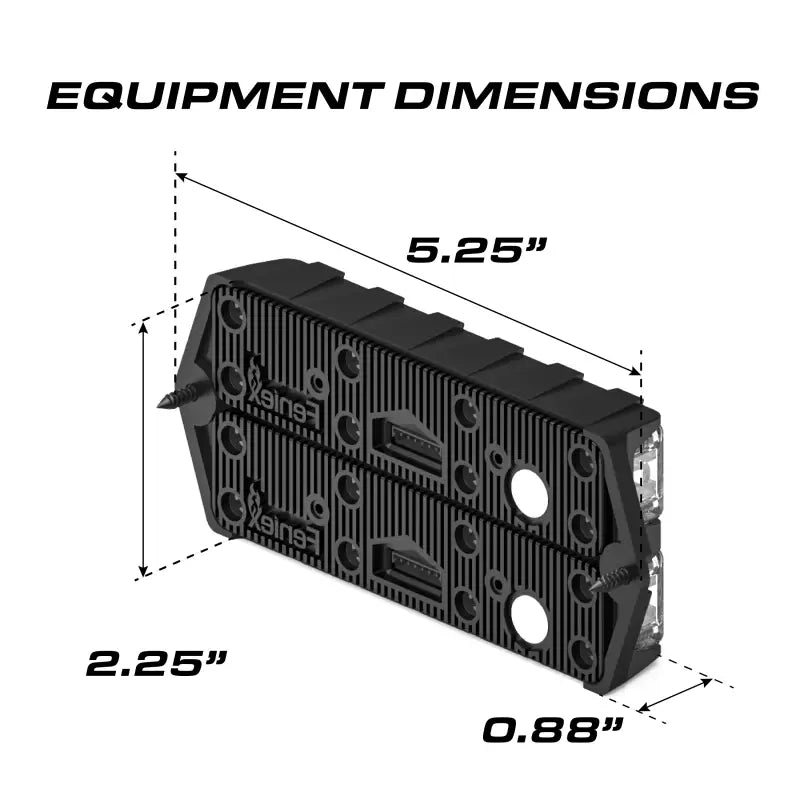 Feniex Q Series Dual Surface Mount equipment with black rectangular design and dimensions