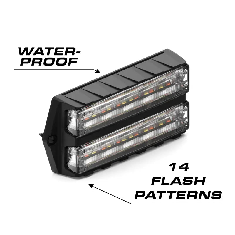 Black rectangular LED light from Feniex Q Series Dual Surface Mount for emergency vehicles