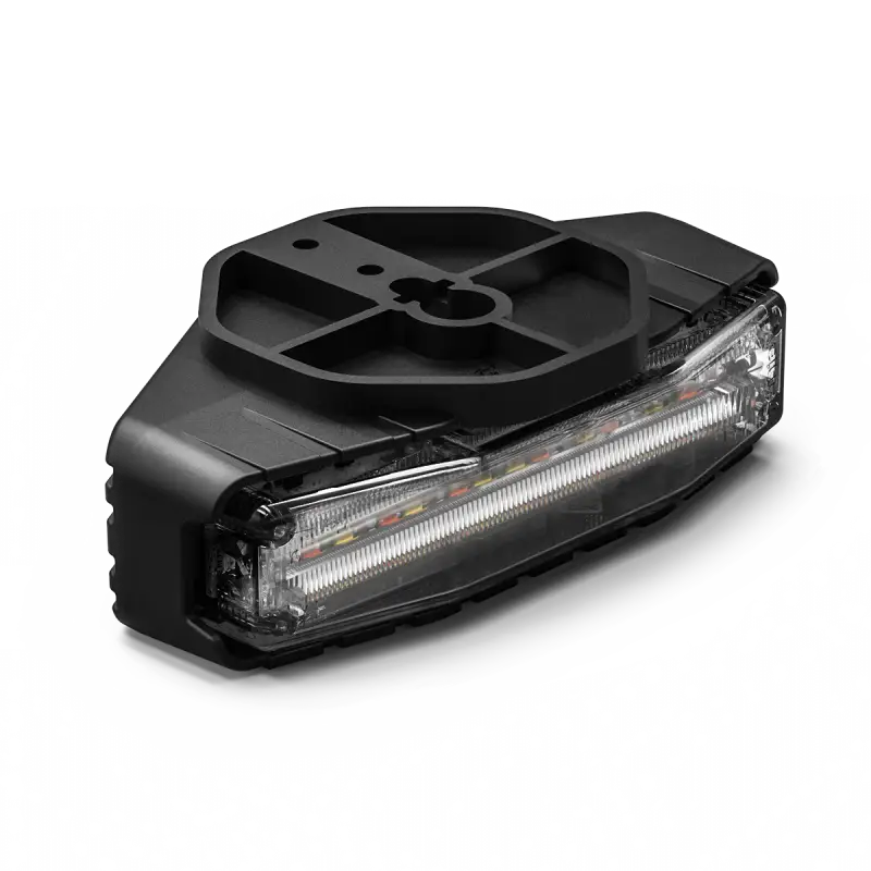 Black rectangular LED light from Feniex Q Series with 3-mode technology for light heads