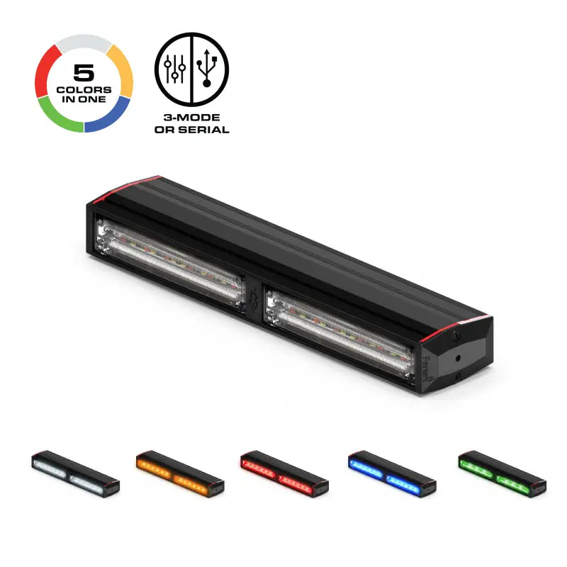 Black rectangular LED light bar from Feniex Q Series with serial technology and smart modules