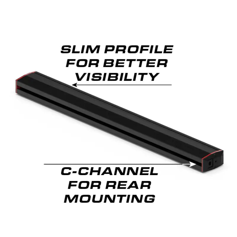 Black and red slim profile light bar from Feniex Quantum 2.0 for first responders and firefighters