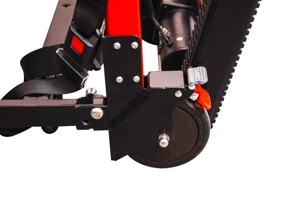 Black and red stair climbing hand truck dolly from LINE2design-USA for easy transport