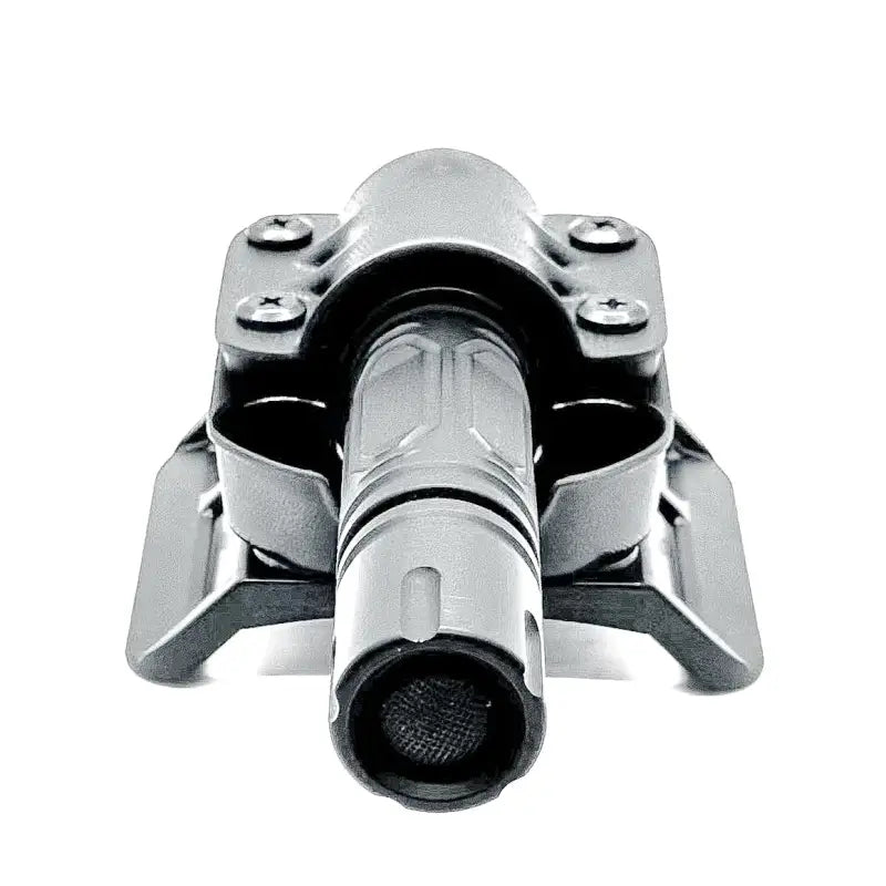 Black and silver bicycle pedal with clipless mechanism for Modlite Flashlight Carrier