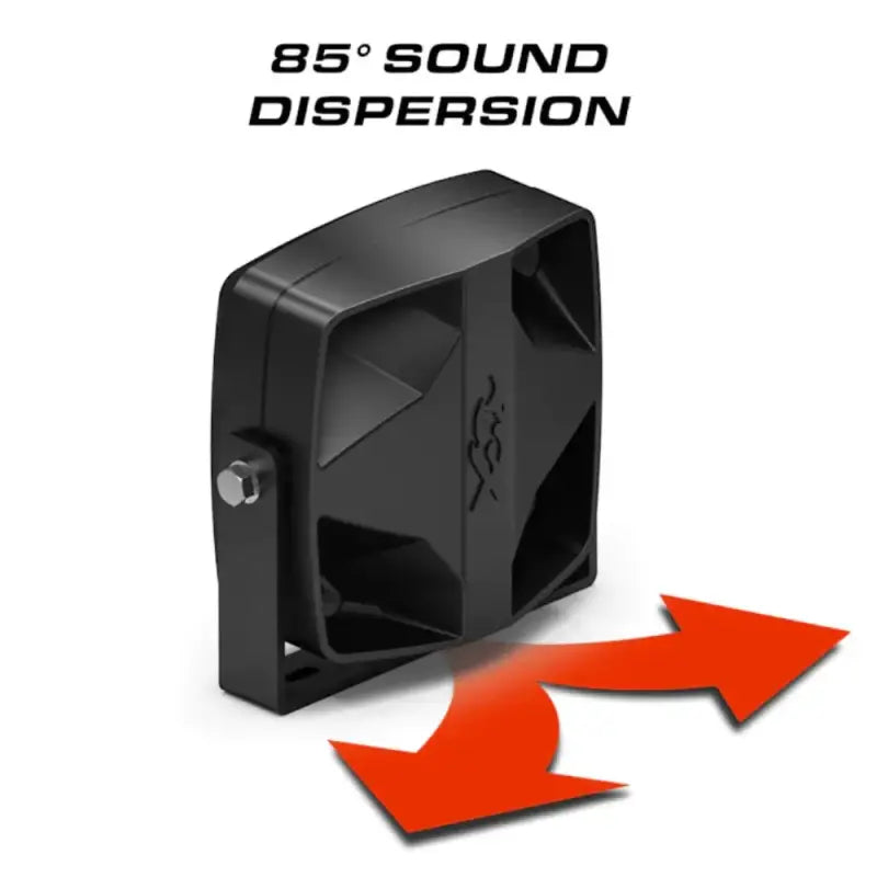 Black sound dispersion speaker from Feniex Vanguard 100-watt series for powerful audio