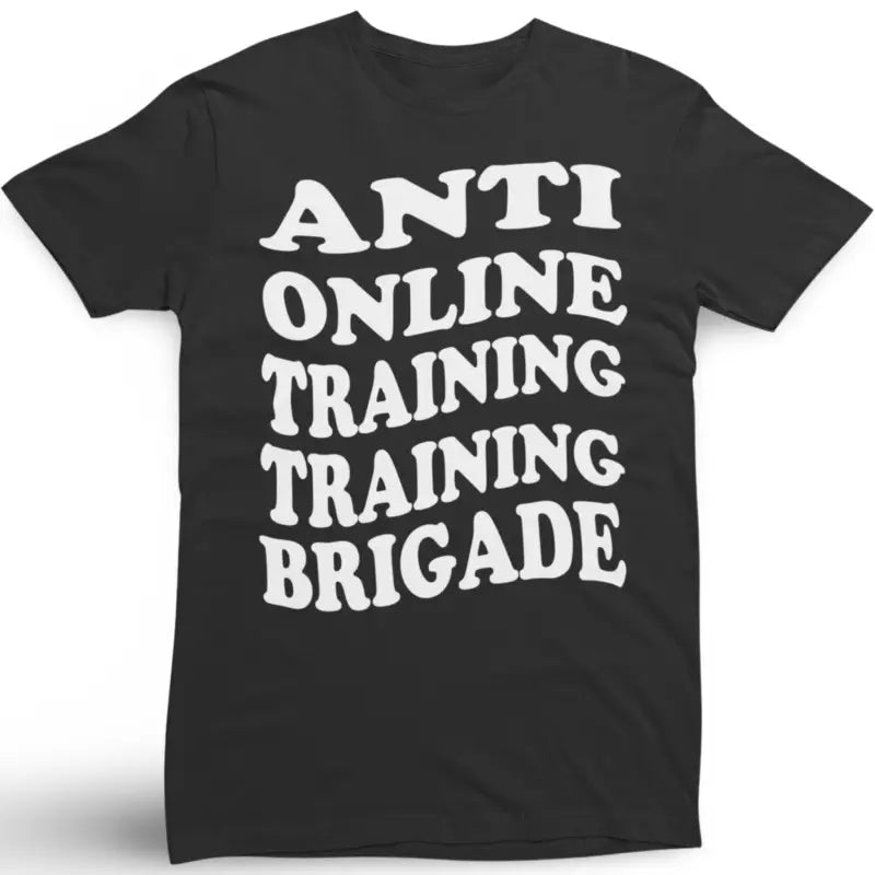 Black Anti Training Tee featuring bold white text for stylish workout wear