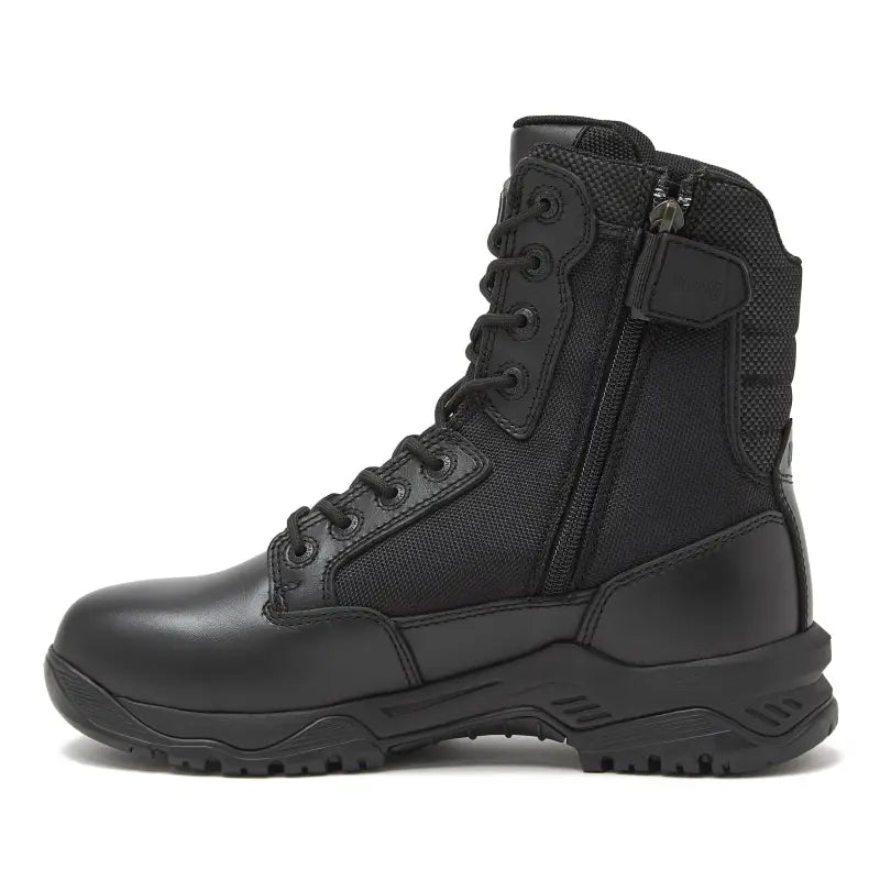 Black tactical boot with non-metallic composite for first responders and firefighter jobs
