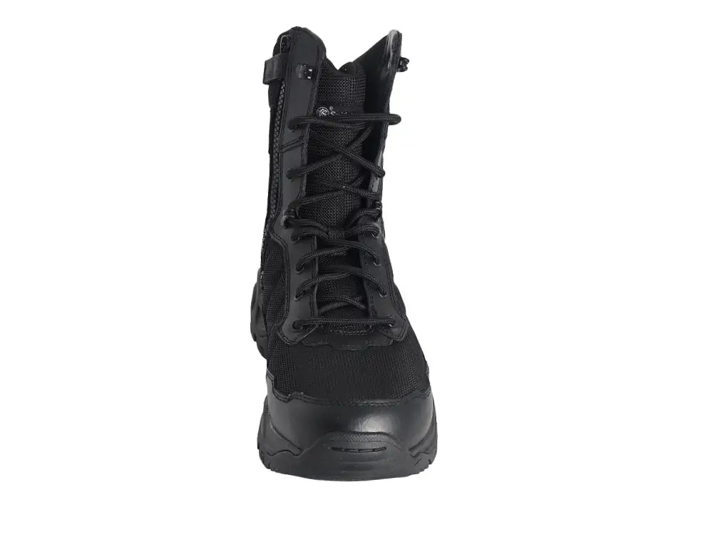 Black tactical boot for hot weather, ideal for first responders and firefighters