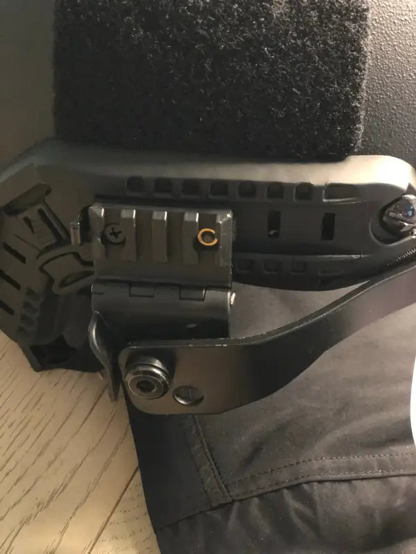 Black tactical helmet mount for Level IIIA Ballistic Glass Face Shield by Redemption Tactical