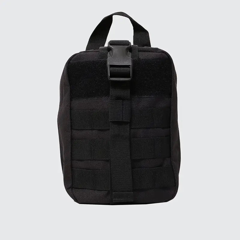 Black tactical pouch with buckle for Trauma IFAK Kit, ideal for first responders and firefighters