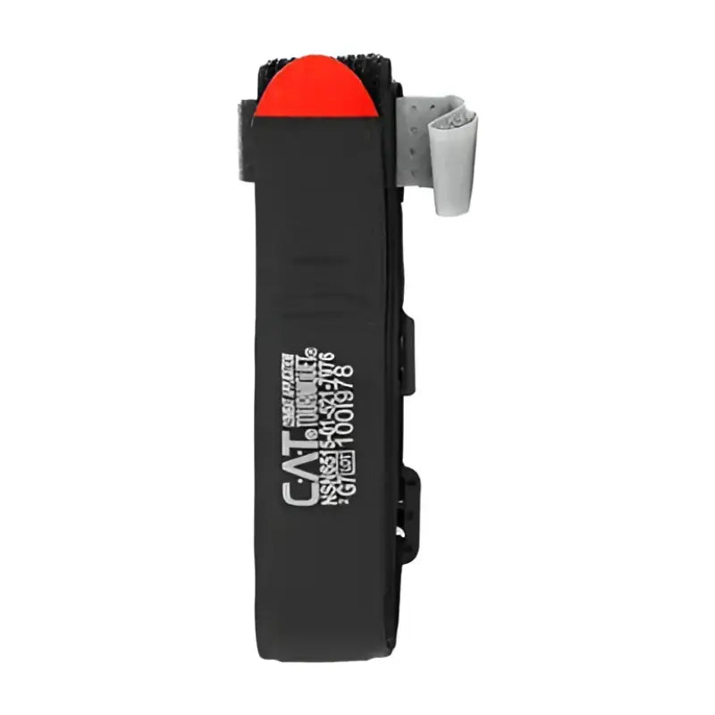 Black tourniquet with red cap on Intermediate Bleeding Control Pack for first responders