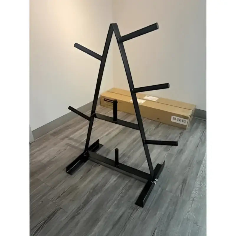 Black weight plate storage rack from SFE Standard A Frame Rack for first responders