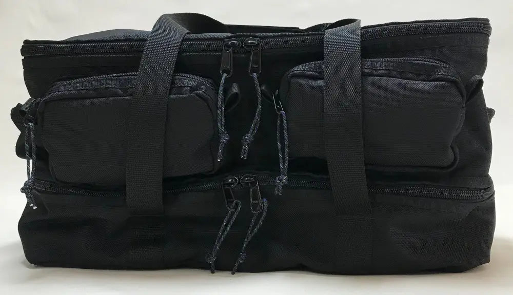 Black zippered tote bag with suede leather wrap in Wildland Fire Gear Bag 2 Compartment Funes Style