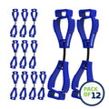 Blue glove clips featured in a Glove Clip Safety Holder for secure attachment
