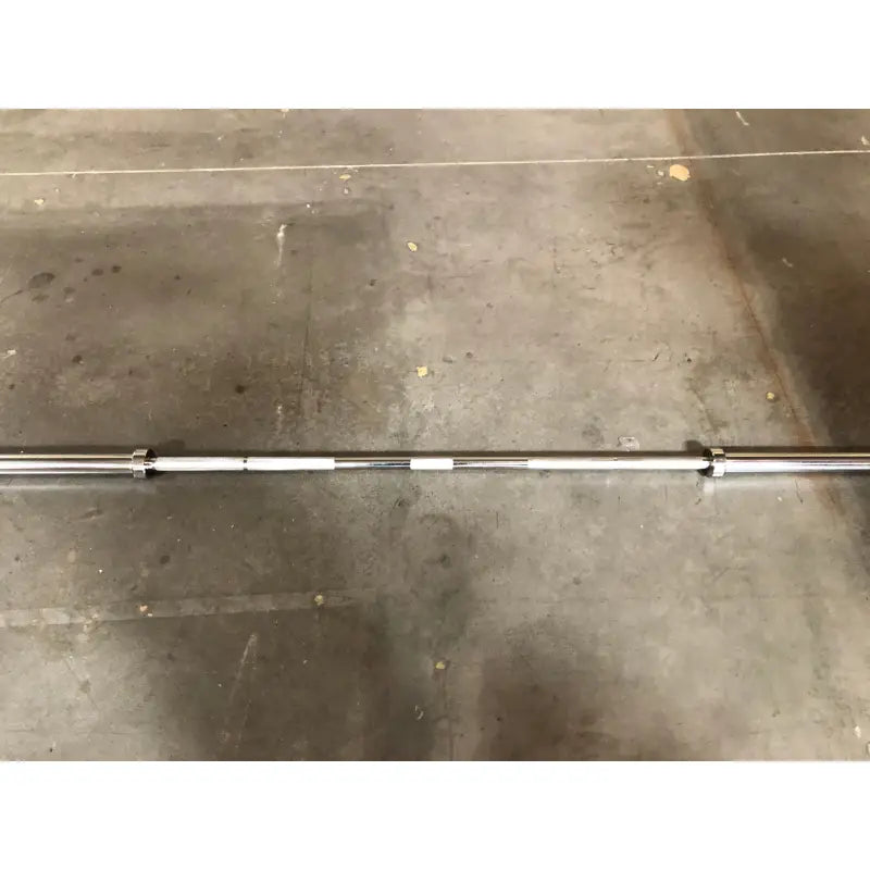Chrome Olympic Barbell with knurled grip designed for first responders and firefighters