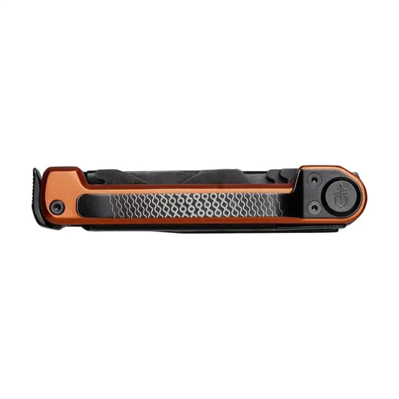 Closed Gerber Gear 1064393 Armbar Scout multi-tool in burnt orange with limited lifetime warranty