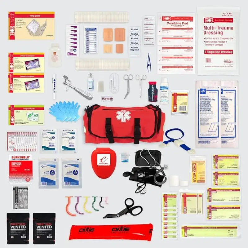 Fully Stocked EMT Trauma Kit for First Responders, Firefighters, and Police Professionals