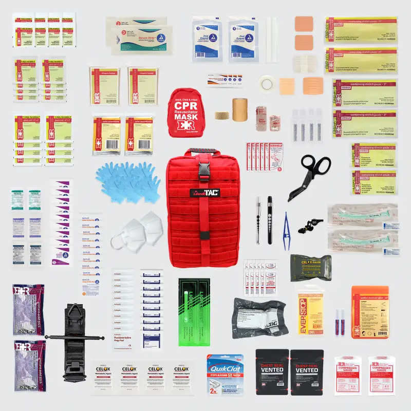 Comprehensive first aid kit for first responders, firefighters, and police in emergencies