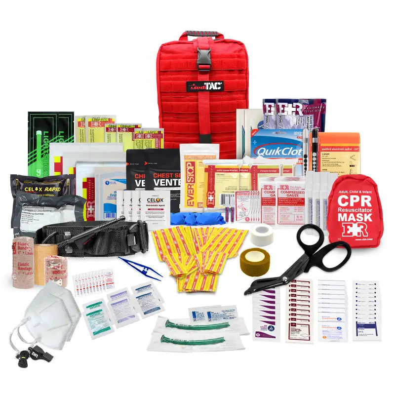 Comprehensive first aid kit for first responders including firefighters and police officers