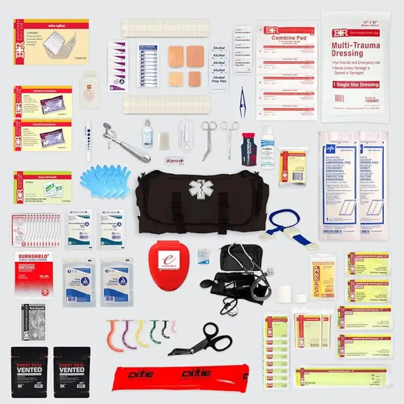 Fully Stocked EMT Trauma Kit for First Responders, Firefighters, and Police