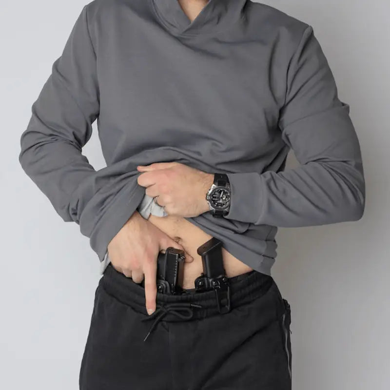 Durable concealment hoodie with hand pocket for smooth draws and discreet carry