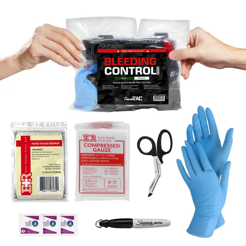 Bleeding Control Kit for first responders, firefighters, and police emergency situations