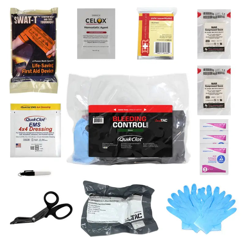 Bleeding control kit for first responders and firefighters in Bleeding Control Pack Basic with Celox