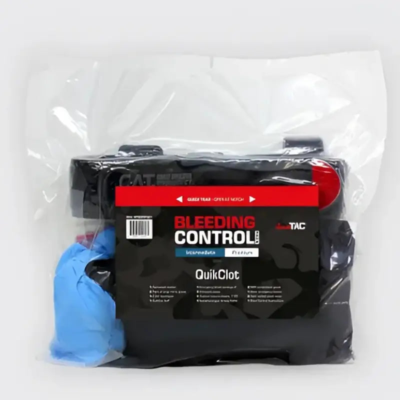 Intermediate Premium Trauma Response bleeding control kit in plastic packaging for first responders