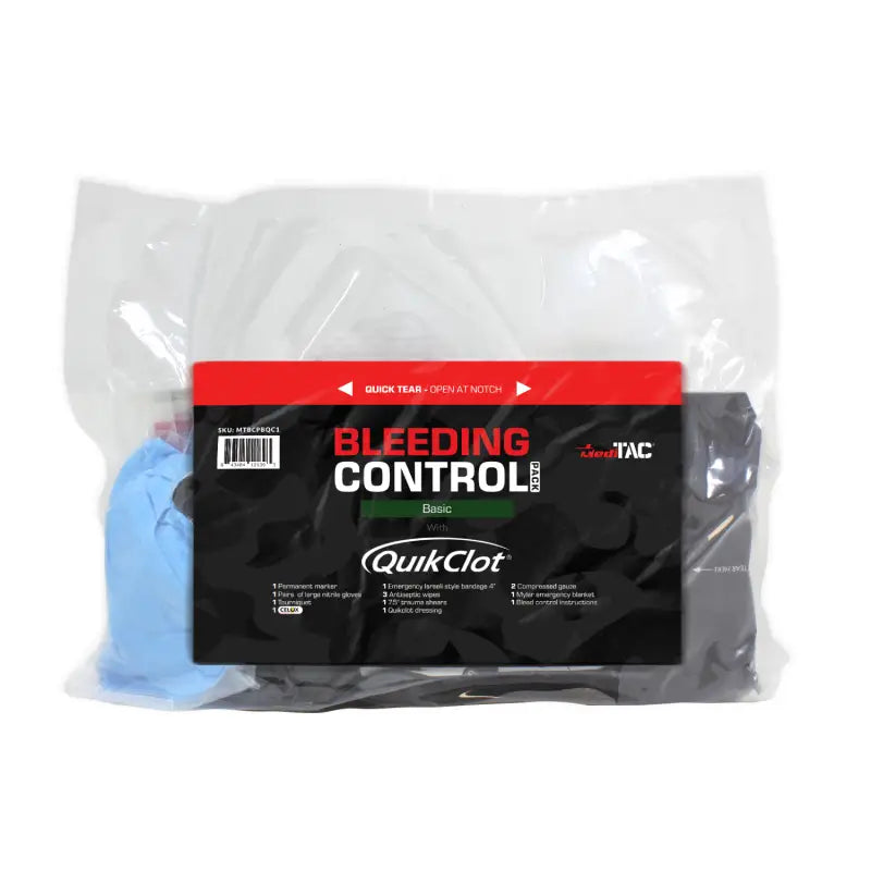 Bleeding control kit in plastic packaging for first responders and firefighters, Bleeding Control Pack Basic with Celox