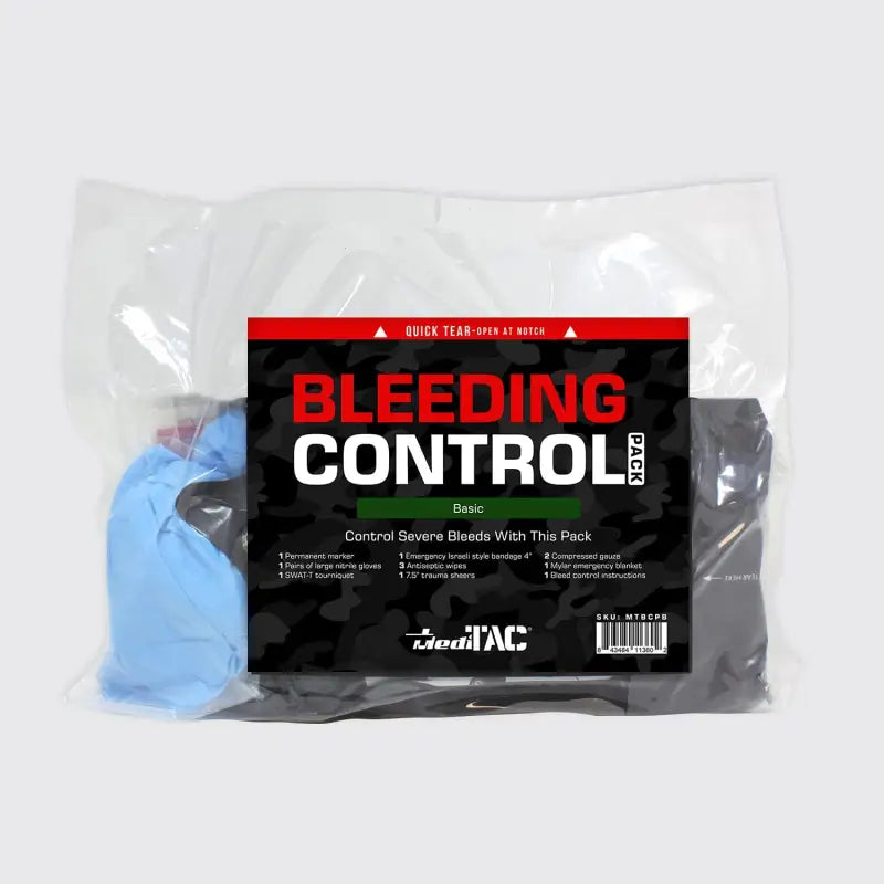 SWAT-T Basic Bleeding Control Kit in plastic packaging for first responders, firefighters, police