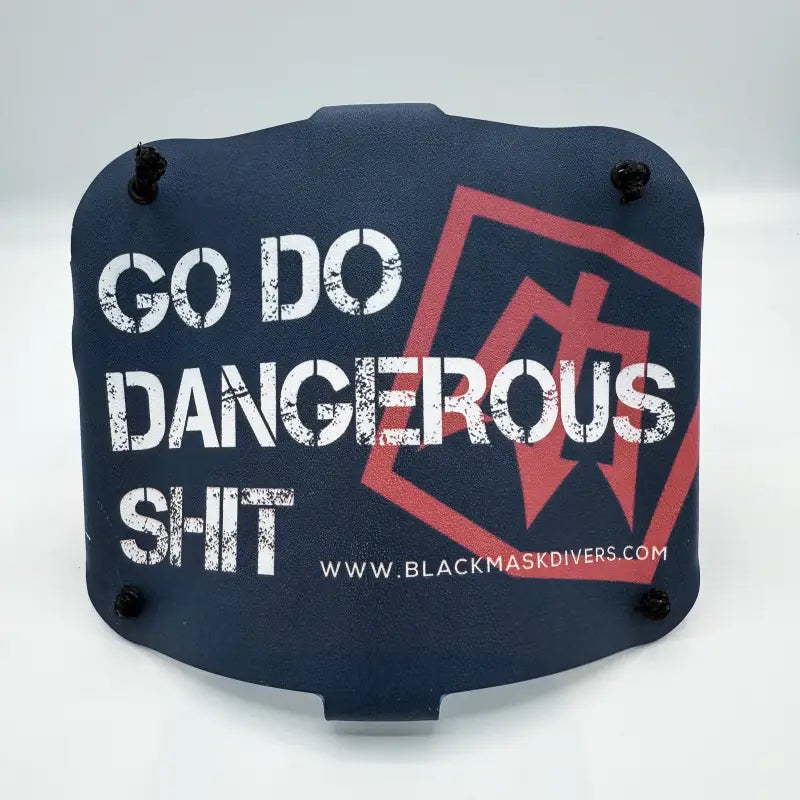 Dark blue BA SHIELDS FFM Shield scuba mask cover with bold white lettering and red logo for first responders