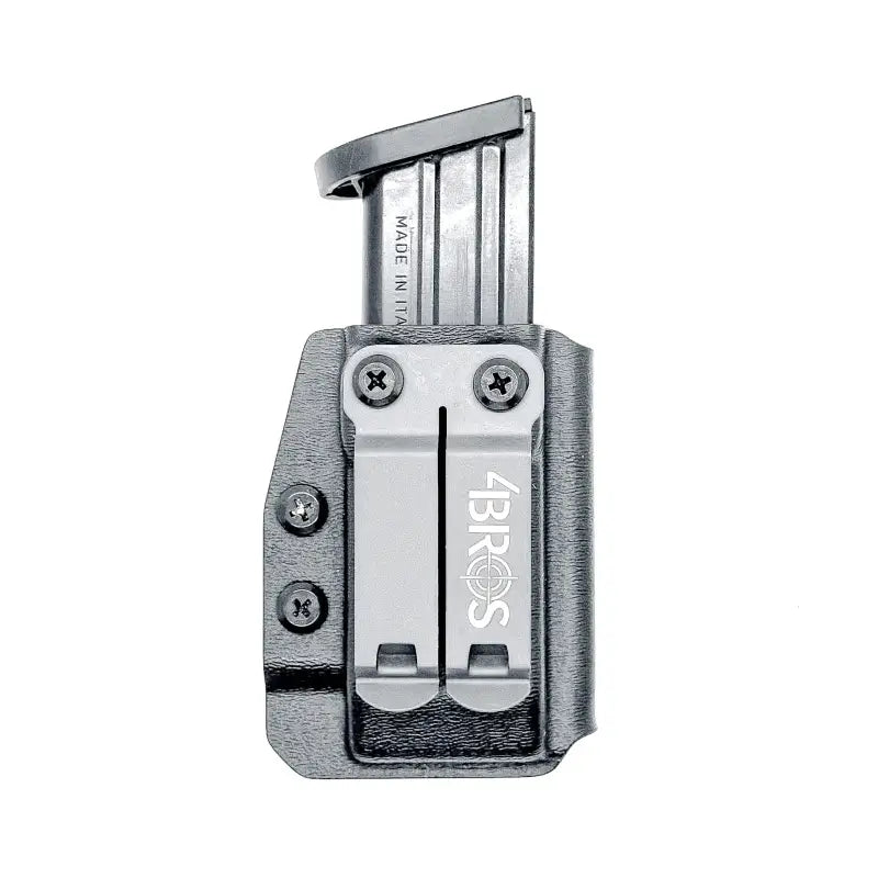 Dark gray Kydex P320 XTEN magazine holster with belt clips and secure magazine retention
