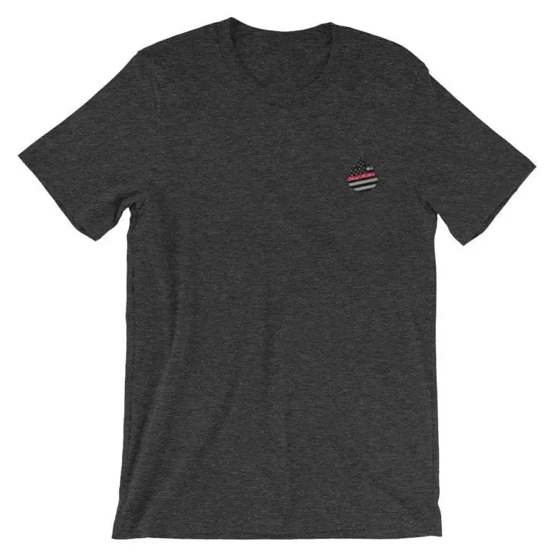 Dark Grey Heather T-shirt with American Flag Emblem - Signature Logo Small