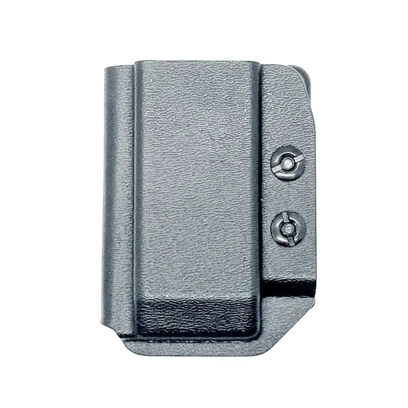 Dark gray textured Kydex P365-FUSE OWB Magazine Pouch with retention device and screws