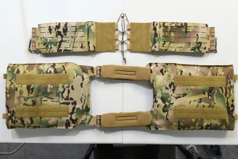 Disassembled Redemption Tactical Crusader 2.0 XL plate carrier vest with adjustable straps